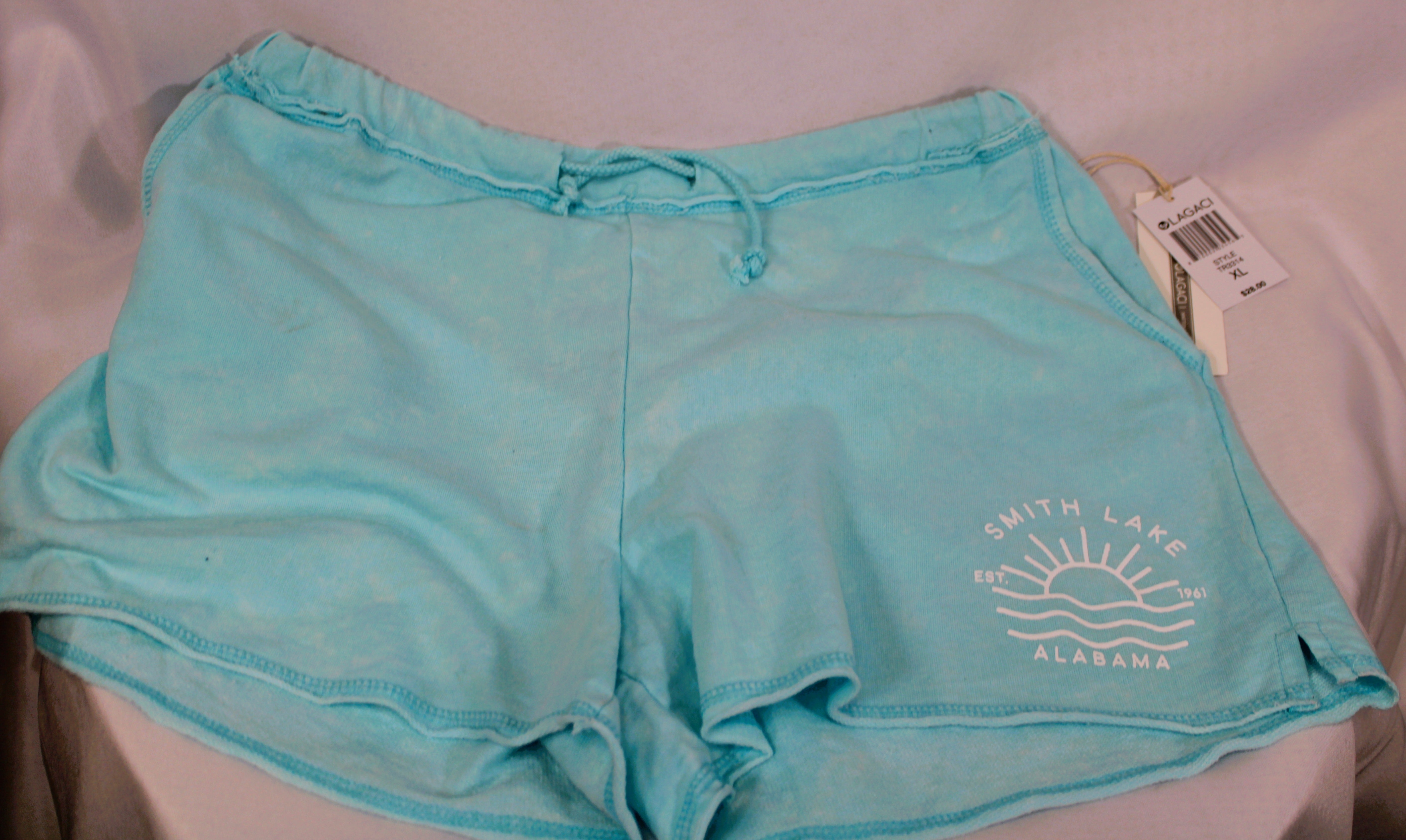 Ladies Mineral Wash Raw Edge Short - AQUA - SMITH LAKE