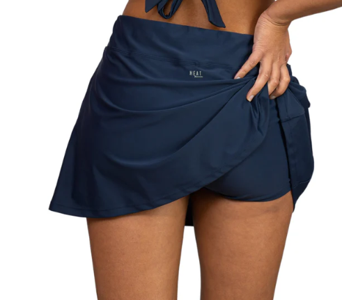 Missy Side Zipper Swim Skirt w/Pockets - Navy 3