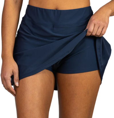 Missy Side Zipper Swim Skirt w/Pockets - Navy