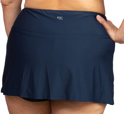 Navy Plus Side Zipper Swim Skirt w/Pockets - Navy 3