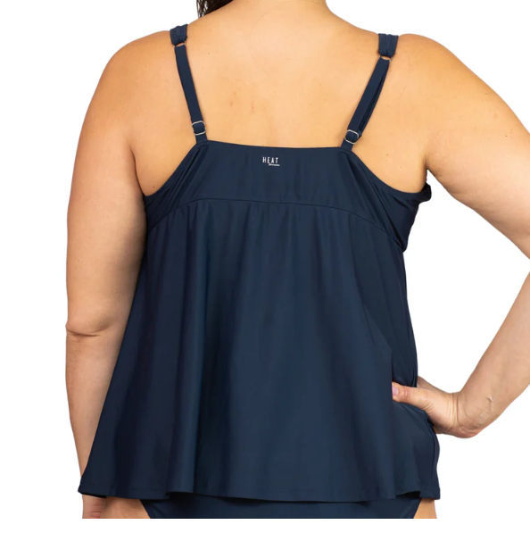 Navy Plus V-Neck Bow Tie Tankini -Navy
