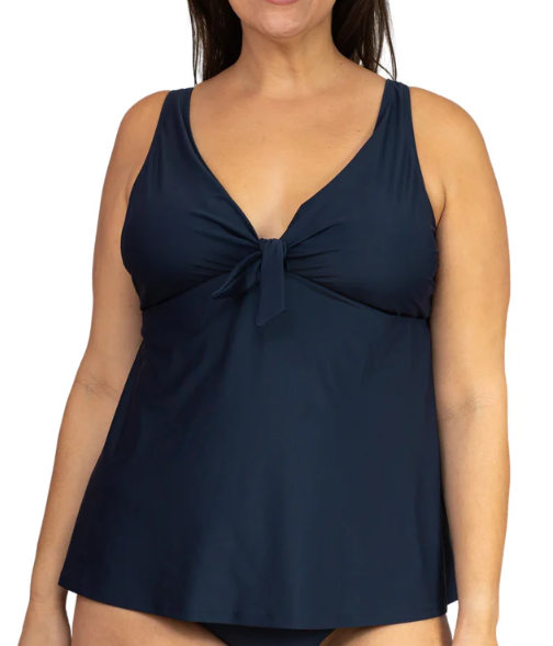Missy V-Neck Bow Tie Tankini- Navy