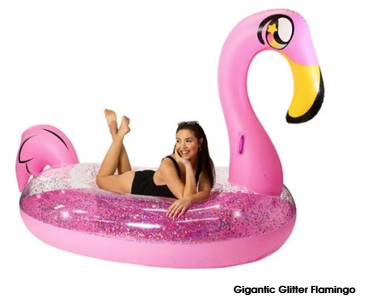 Pool Tube- Gigantic Glitter Flamingo