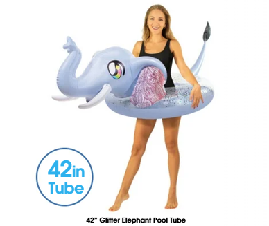 Glitter Elephant - Large 42" Pool Tube