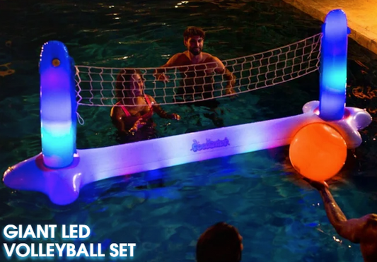 PoolCandy Illuminated Giant LED Volleyball Set 105" x 28" x 35"