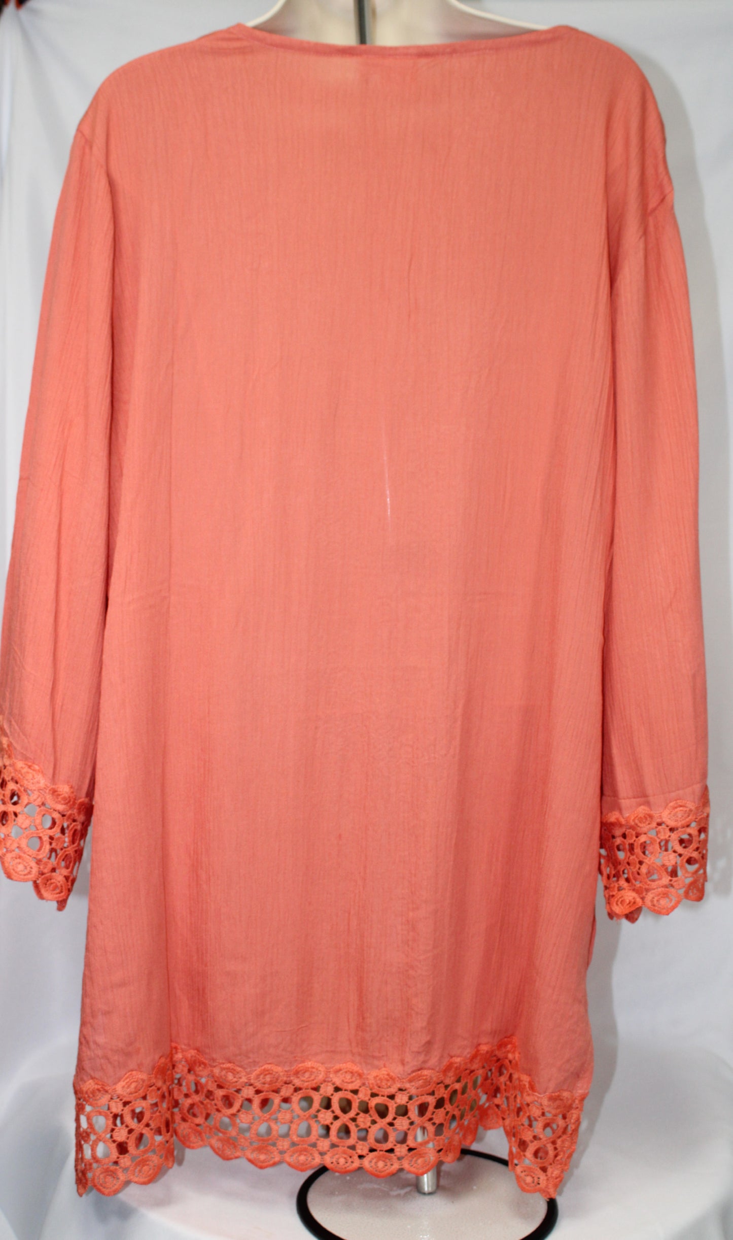 Lace Crochet Stripe  Cover Up  - Terracota