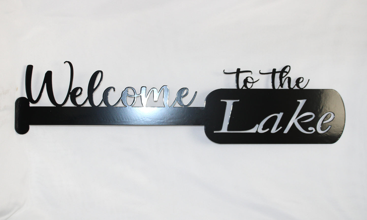 Welcome to the Lake Paddle Metal Wall Art 36" x 9.5"