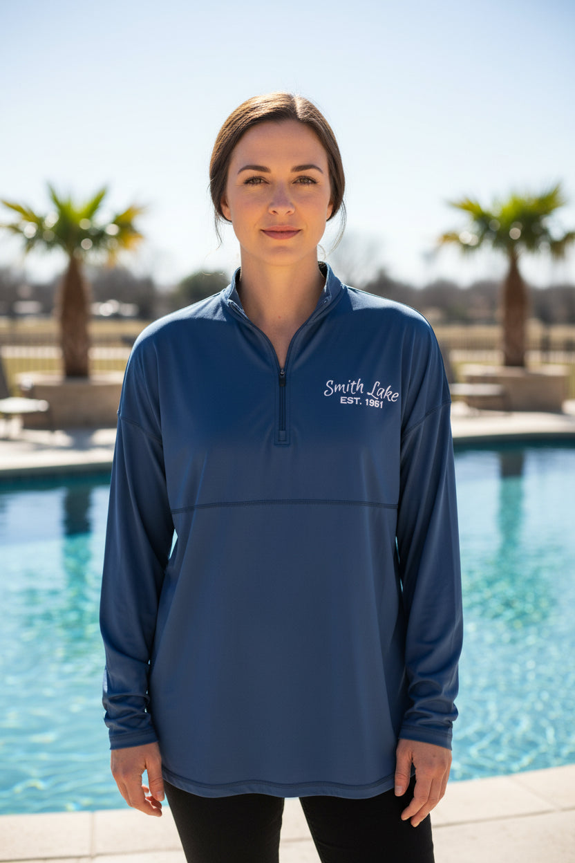 Smith Lake Navy Quarter Zip Long Sleeve Pullover