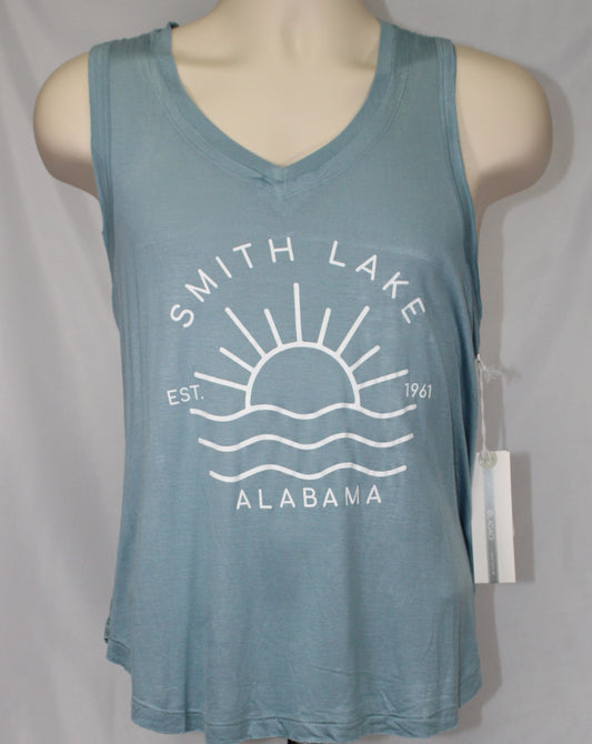 Women's Super Soft V-Neck Relaxed Tank - SLATE BLUE - SMITH LAKE