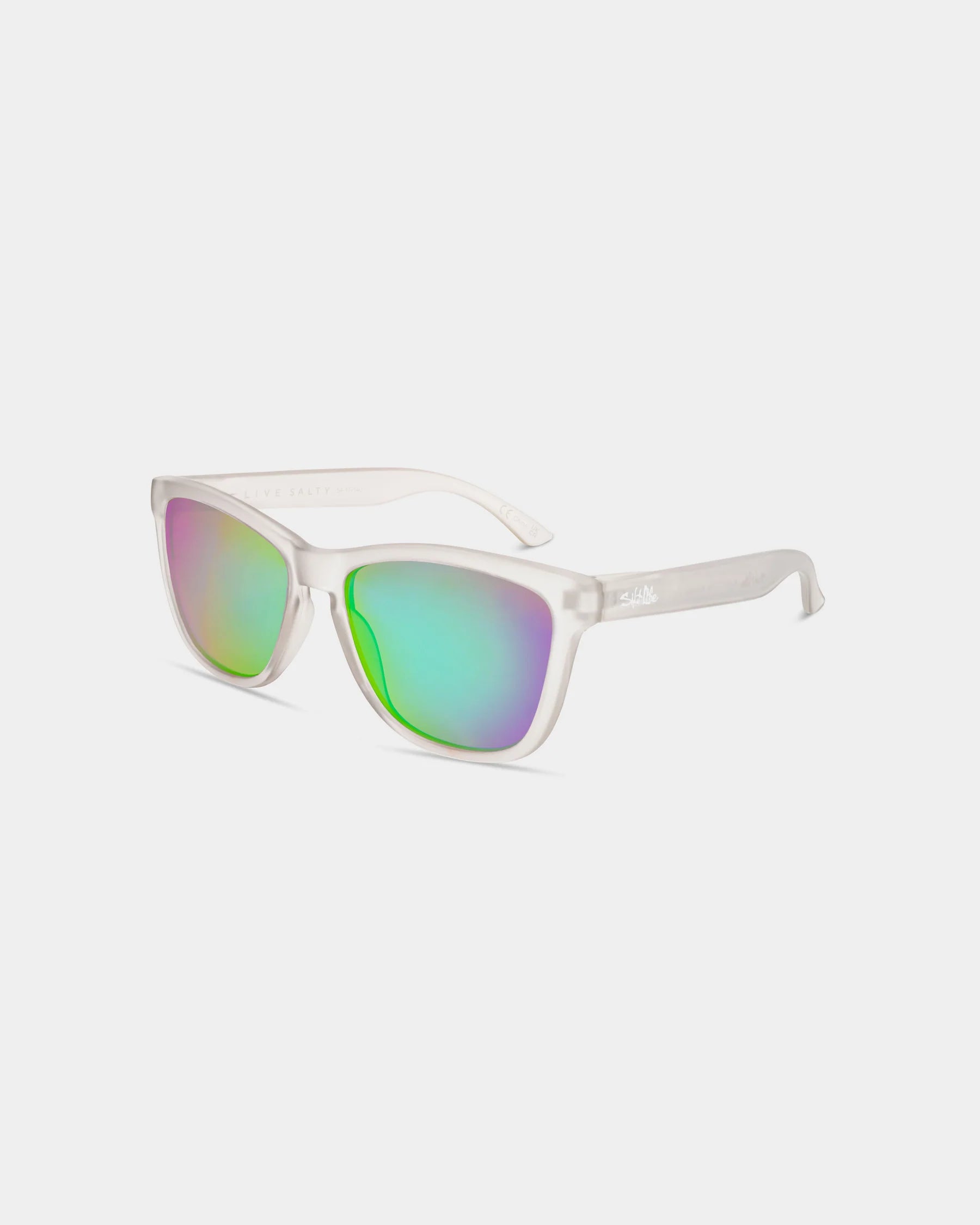 Salt Life Sunglasses Satin Crystal Grey Frame / Brown w/Green Mirror TAC Polarized Lens SL-001-171726
