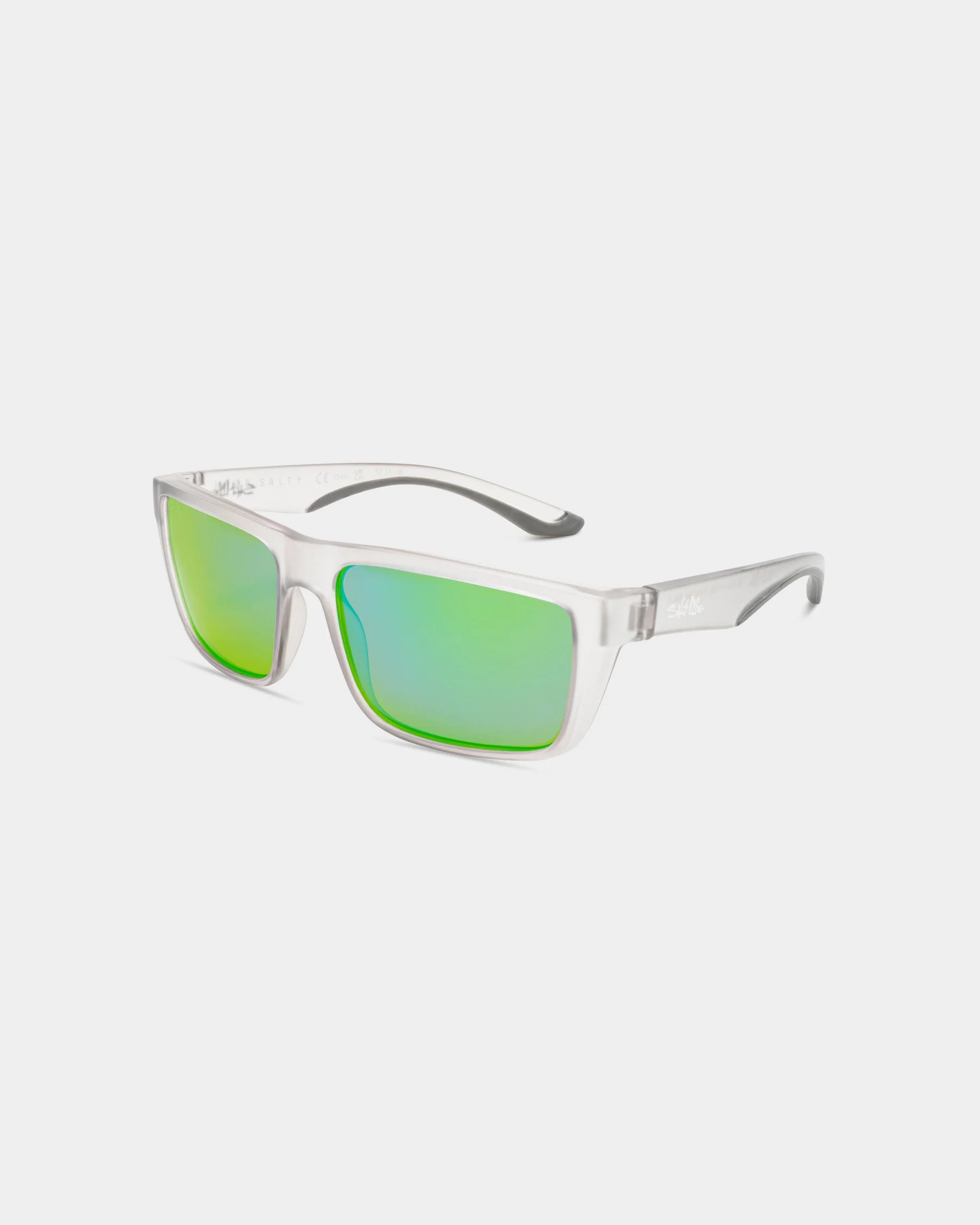 Salt Life Sunglasses Satin Crystal Grey Frame / Brown w/Green Mirror TAC Polarized Lens SL-002-171726
