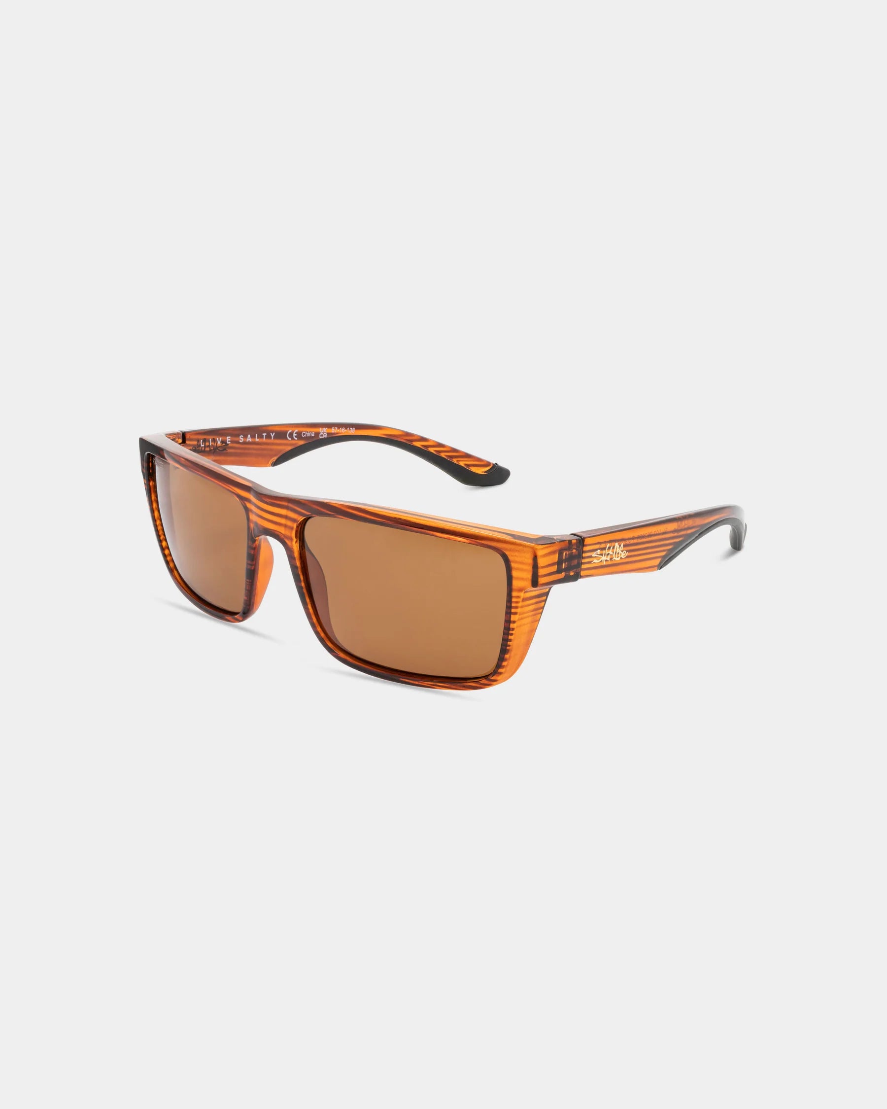 Salt Life Sunglasses Shiny Brown Wood Grain Frame / Brown TAC Polarized Lens SL-002-292928
