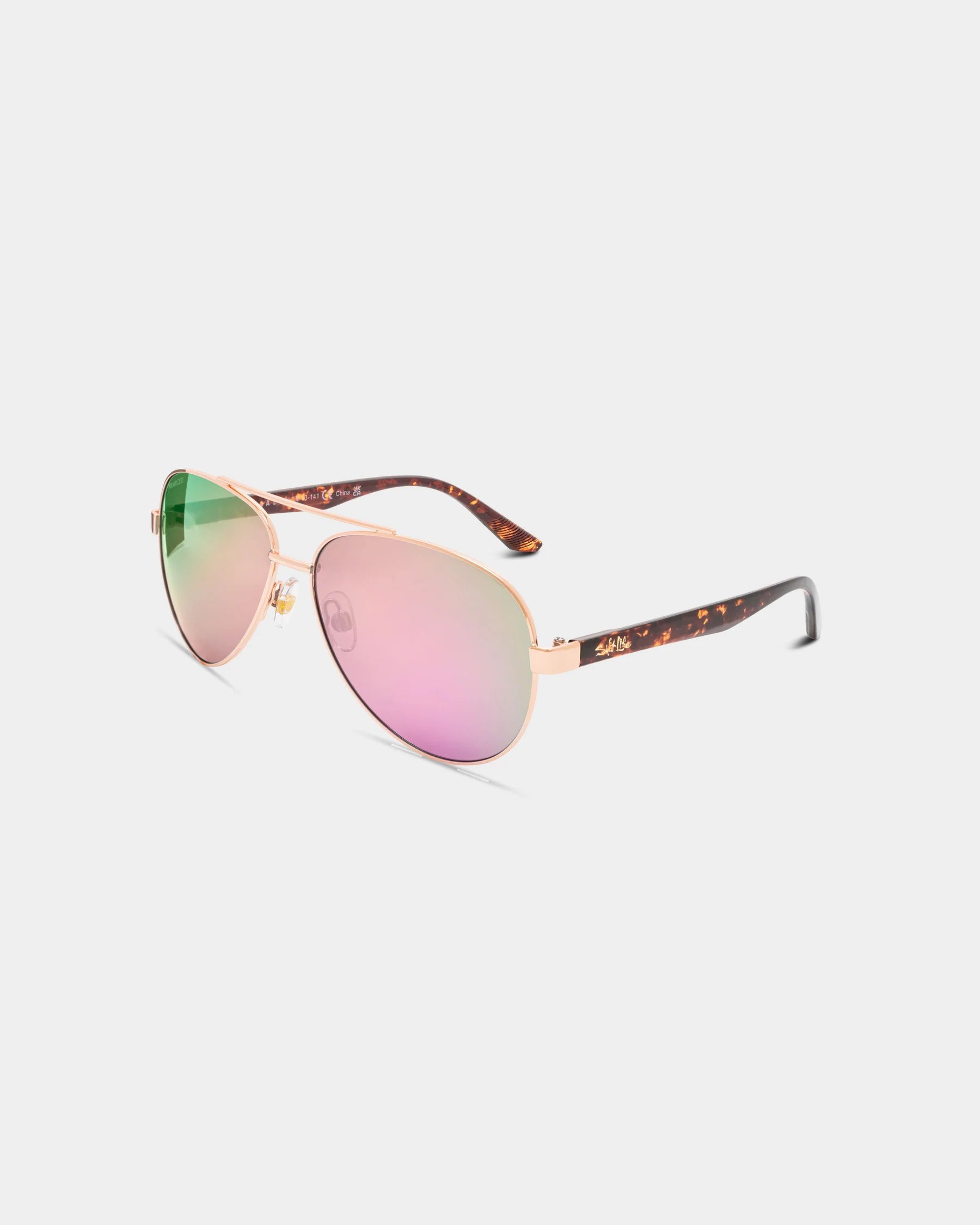 Salt Life Sunglasses Shiny Rose Gold Frame / Smoke w/Pink Mirror TAC Polarized Lens SL-009-949452