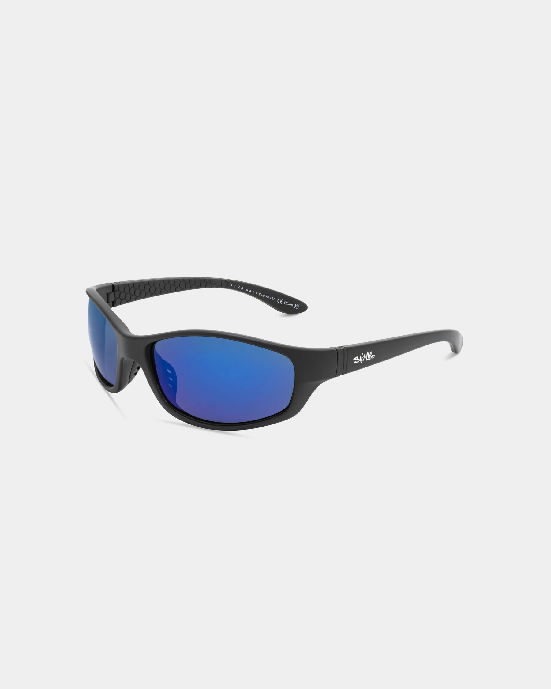 Salt Life Sunglasses Satin Black Frame / Smoke w/Blue Mirror TAC Polarized Lens SL-015-010168
