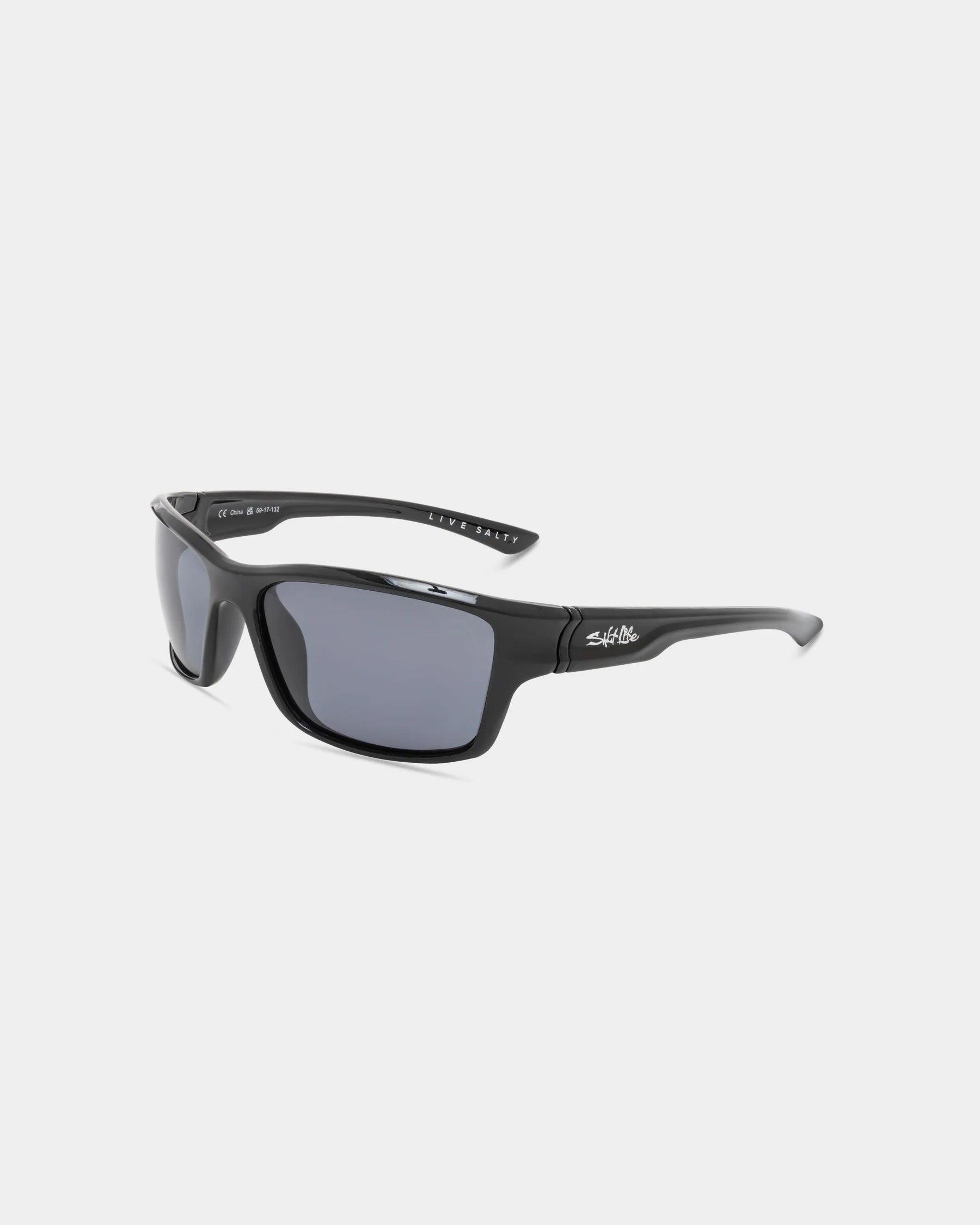 Salt Life Sunglasses Shiny Black Frame / Smoke TAC Polarized Lens SL-017-000008