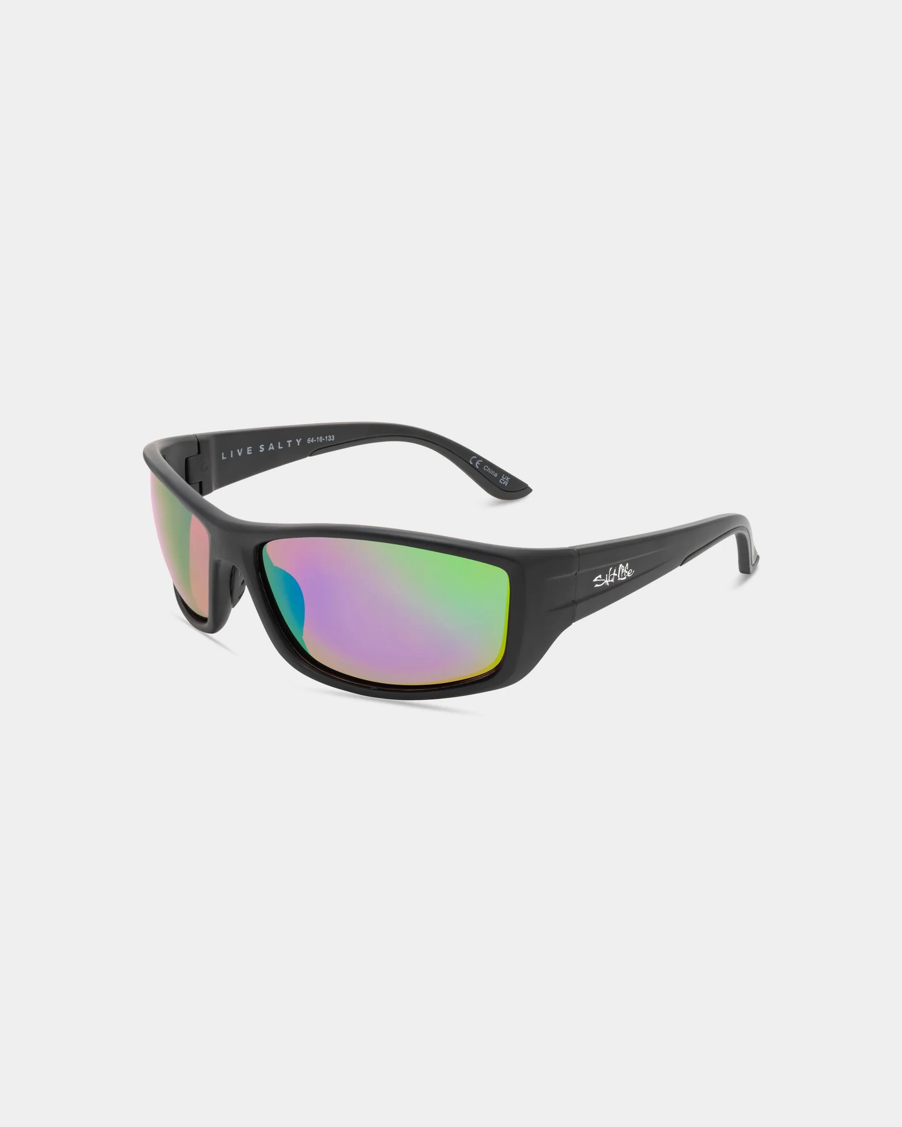 Salt Life Sunglasses Satin Black Frame / Brown w/Green Mirror TAC Polarized Lens SL-018-010126