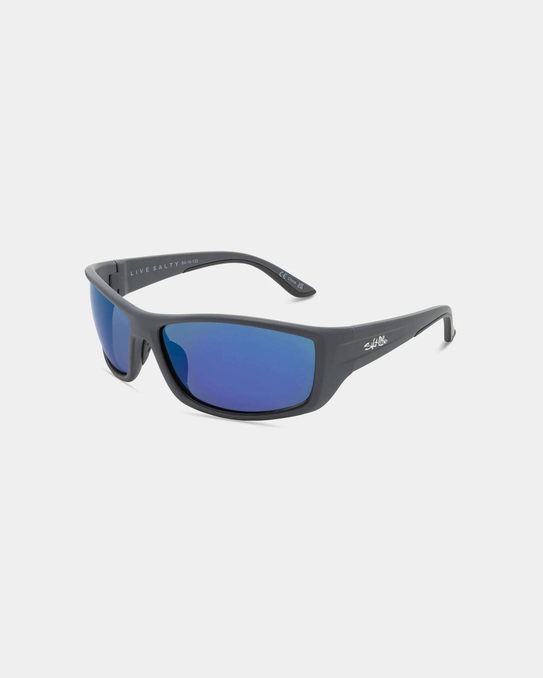 Salt Life Sunglasses Satin Grey Frame / Smoke w/Blue Mirror TAC Polarized Lens SL-018-090168