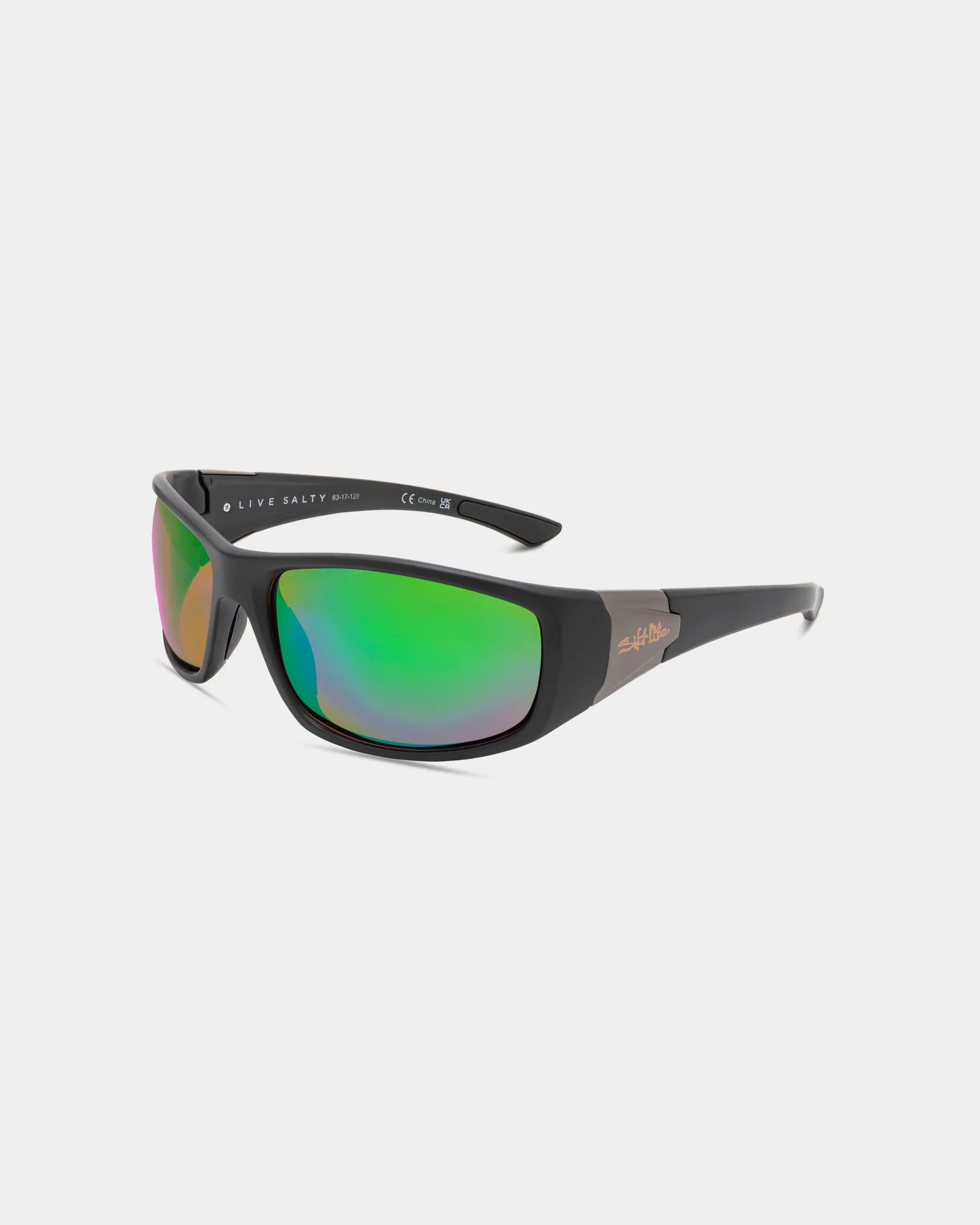 Salt Life Sunglasses Satin Black Frame / Brown w/Green Mirror TAC Polarized Lens SL-020-019126
