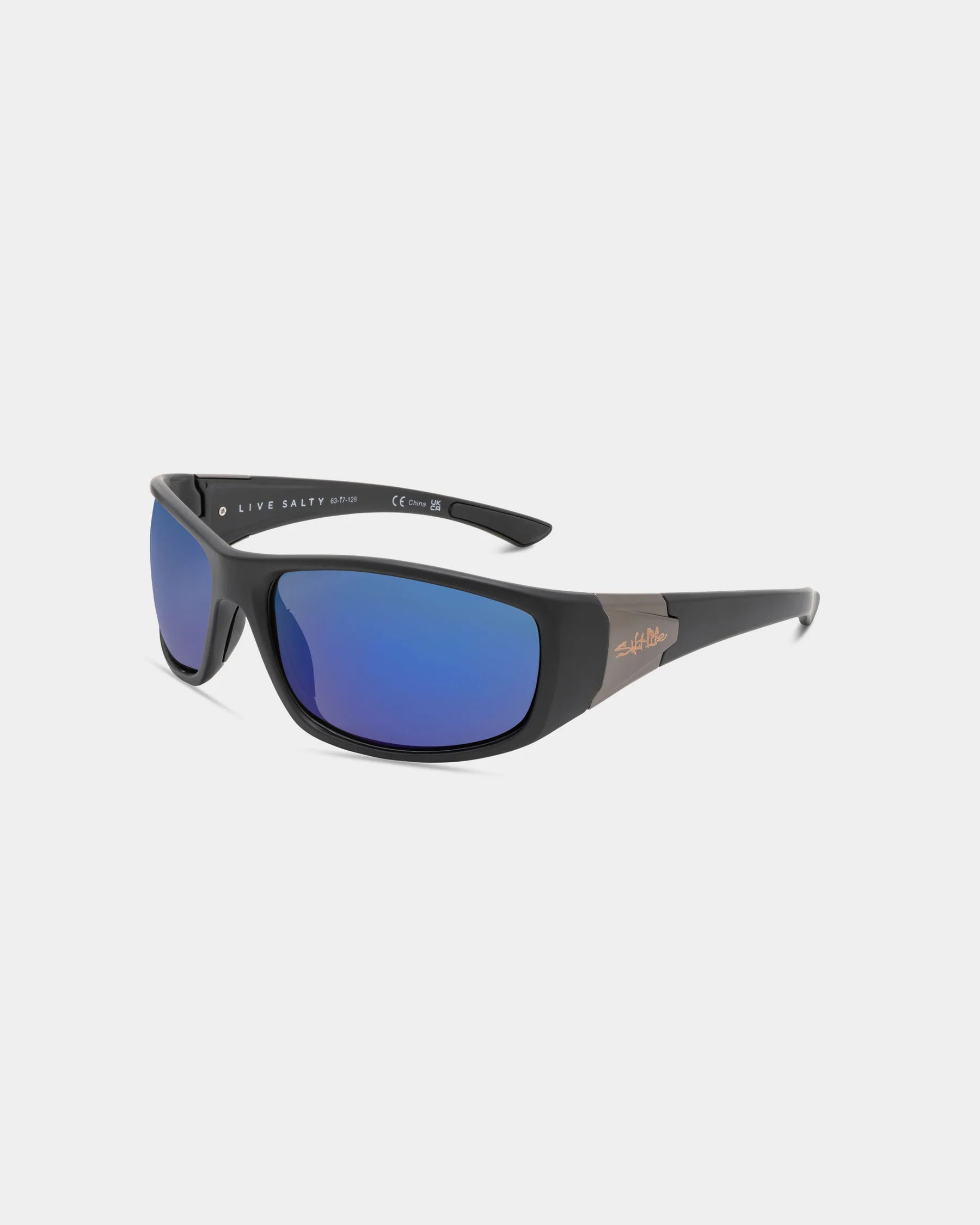 Salt Life Sunglasses Satin Black Frame / Smoke w/Blue Mirror TAC Polarized Lens SL-020-019168