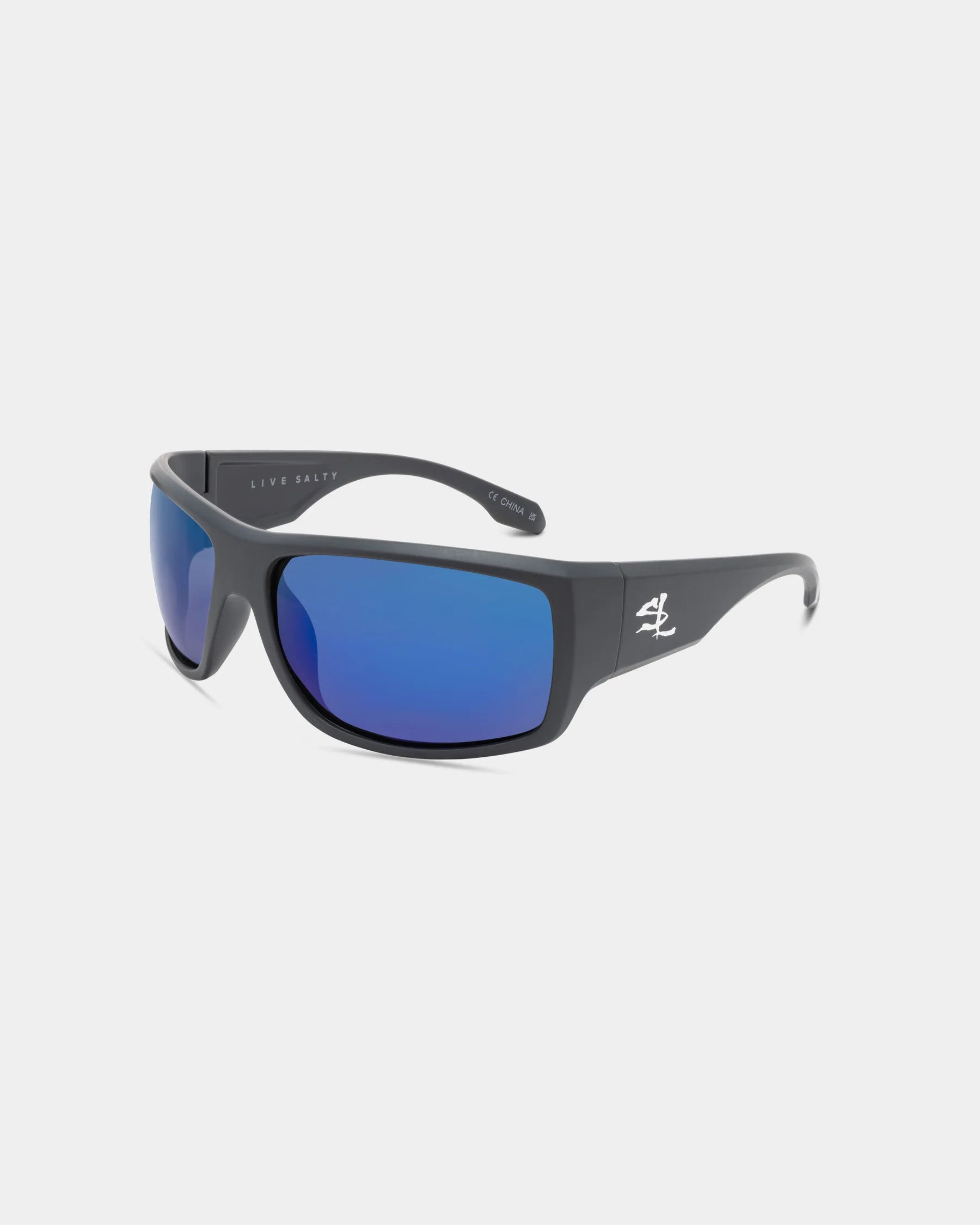 Salt Life Sunglasses Satin Grey Frame / Smoke w/Blue Mirror TAC Polarized Lens SL-024-090968
