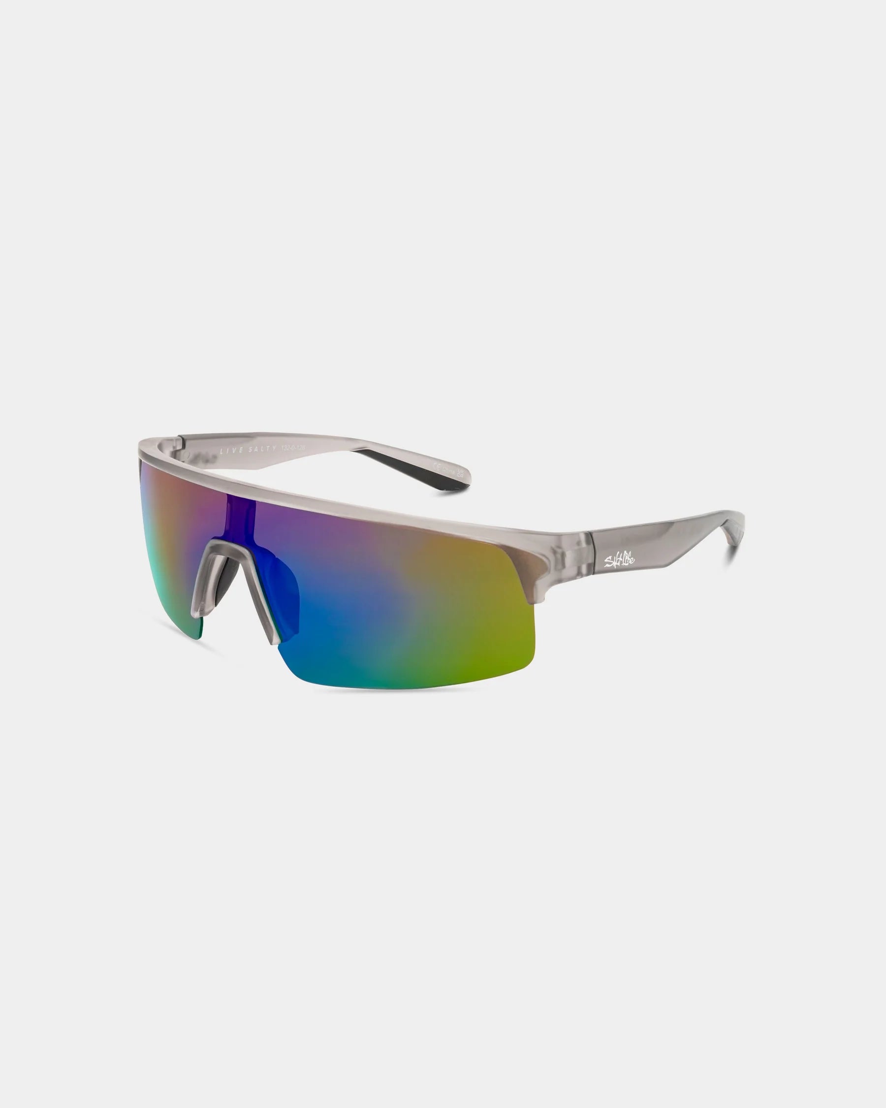 Salt Life Sunglasses Satin Crystal Grey Frame / Brown w/Green Mirror TAC Polarized Lens SL-028-171726