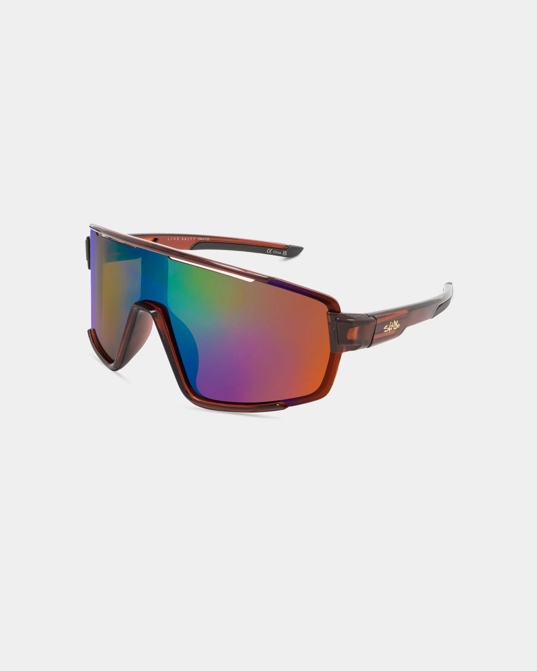 Salt Life Sunglasses Shiny Crystal Brown Frame / Brown w/Green Mirror TAC Polarized Lens SL-029-222226