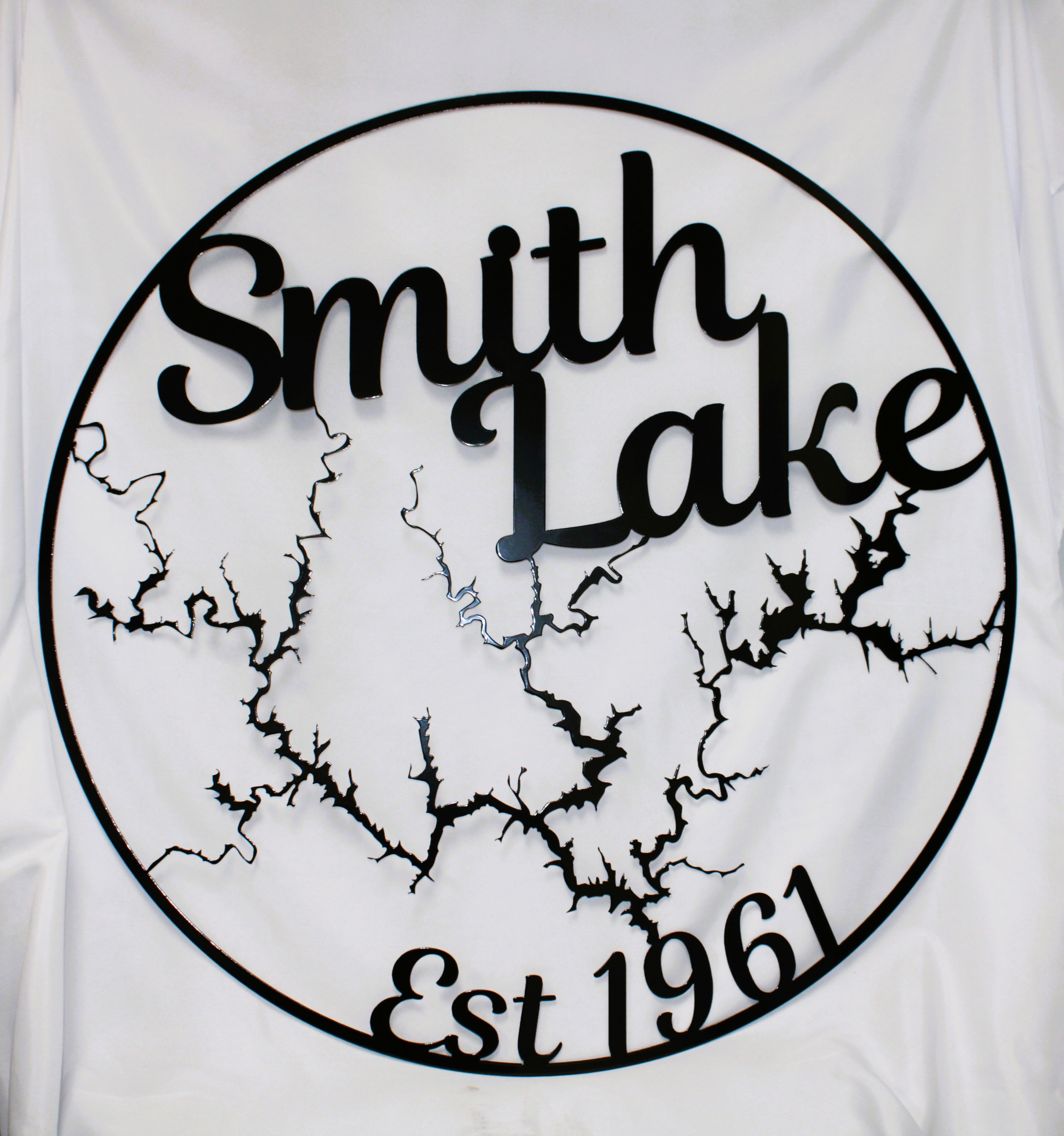 Smith Lake Circle Map 34" Metal Wall Art