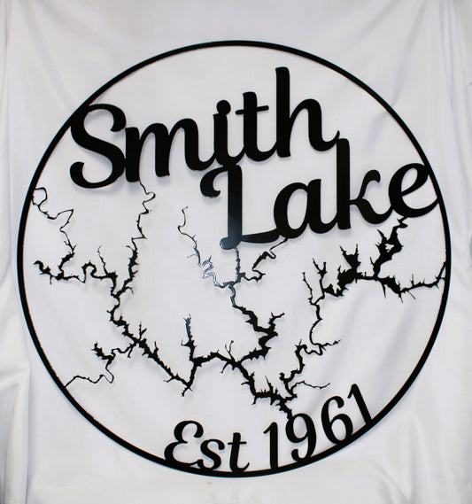 Smith Lake Circle Map 34" Metal Wall Art