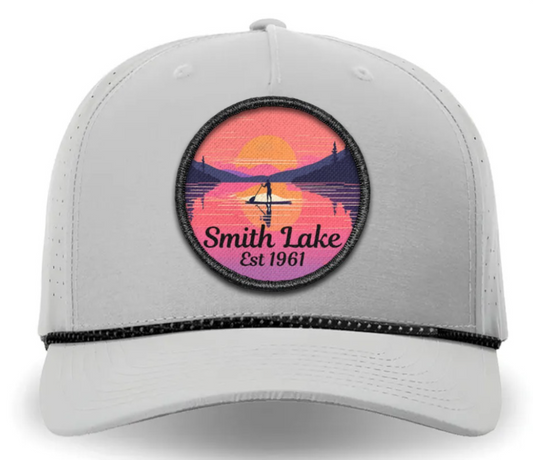 Smith Lake Paddle to the Sunset Twill Patch Performance Gray Rope Cap