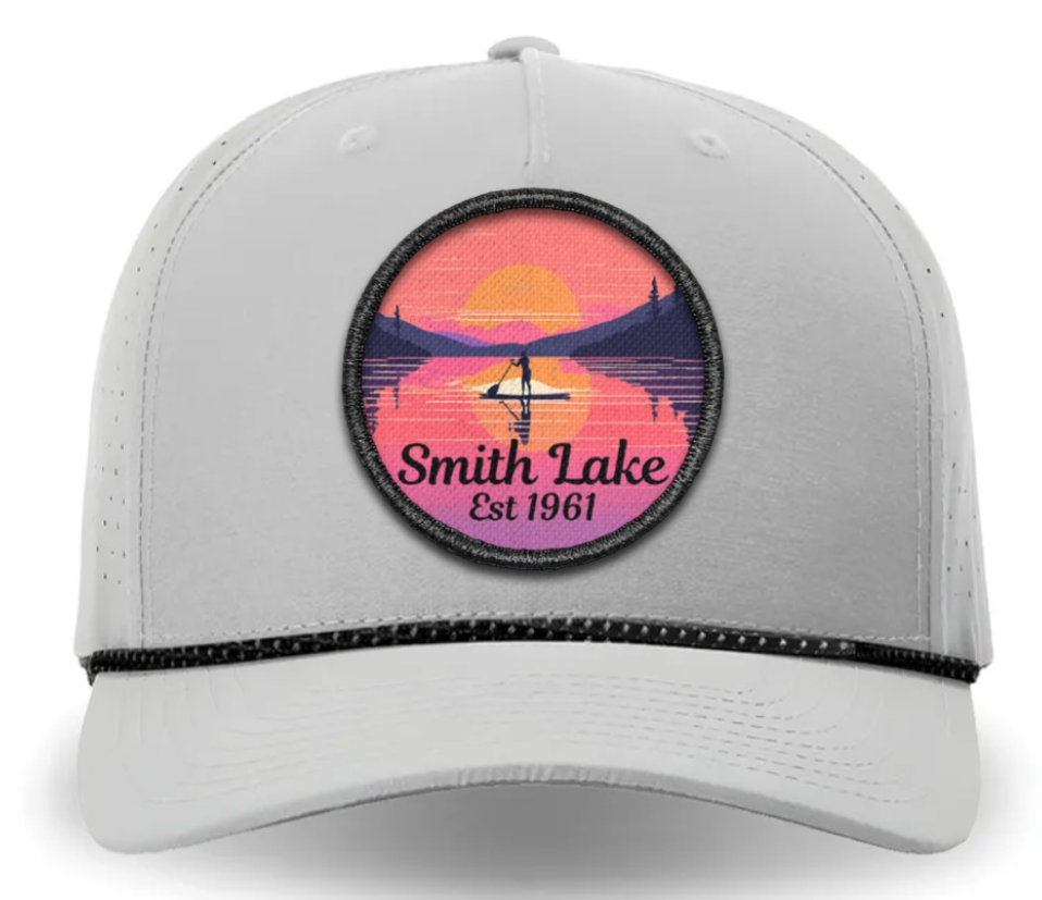 Smith Lake Paddle to the Sunset Twill Patch Performance Gray Rope Cap
