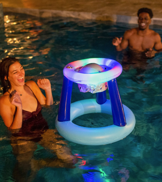PoolCandy Illuminated Floating LED Pool Basketball Set
