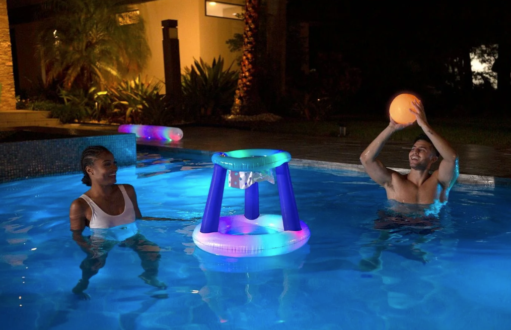 PoolCandy Illuminated Floating LED Pool Basketball Set 3