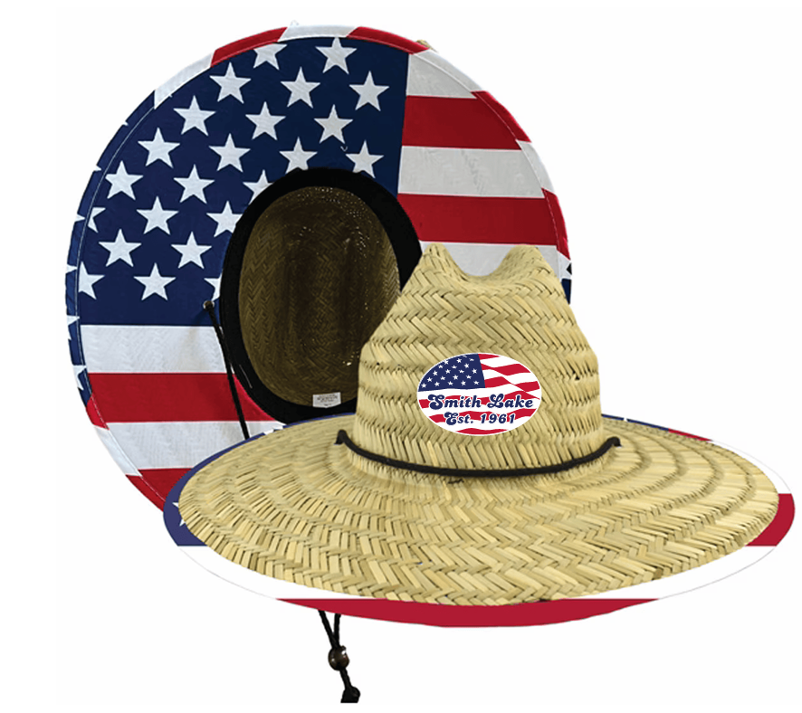 Smith Lake USA American Flag Straw Lifeguard Hat