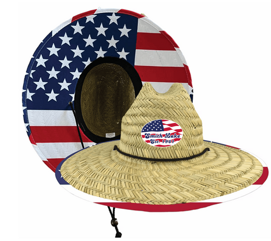 Smith Lake USA American Flag Straw Lifeguard Hat