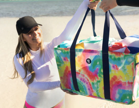 Large Utility Tote - Blue/Grey Wide Stripe 4