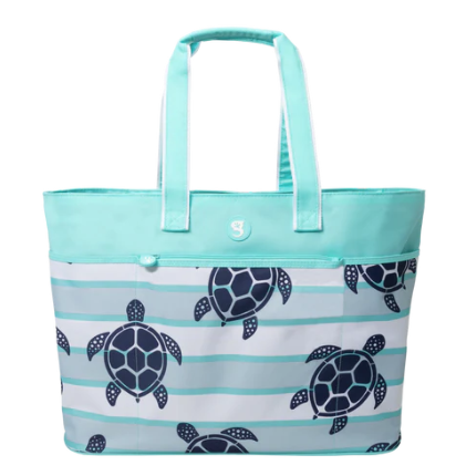 Beach Tote - Teal Turtle Toss