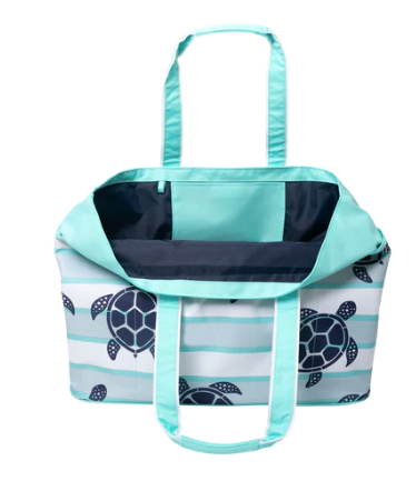 Beach Tote - Teal Turtle Toss
