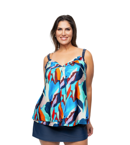 Ocean Front Plus V-Neck Knotted Flyaway Tankini