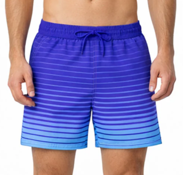 Coastal Revolution Men's 4-Way Stretch Striped Print Swim Trunk with Compression Liner 8