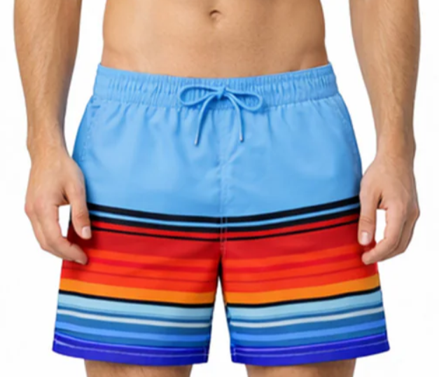 Coastal Revolution Men's 4-Way Stretch Striped Print Swim Trunk with Compression Liner 7