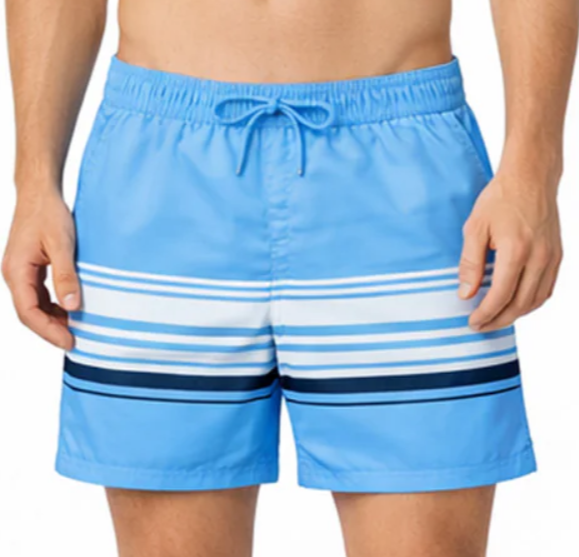 Coastal Revolution Men's 4-Way Stretch Striped Print Swim Trunk with Compression Liner 6