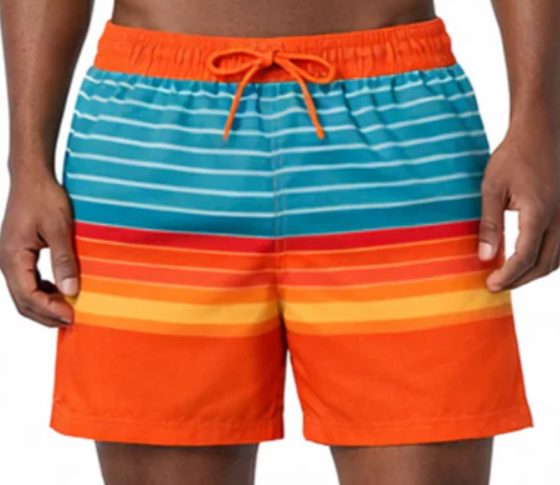 Coastal Revolution Men's 4-Way Stretch Striped Print Swim Trunk with Compression Liner 5