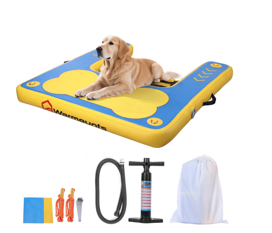 Inflatable Dog Float and Ramp for Dogs Up to 220 lbs Non-Slip PVC Mesh Cloth 6