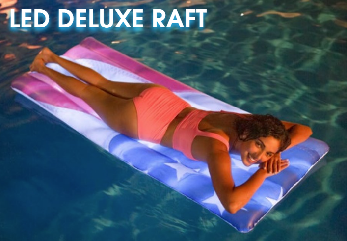 PoolCandy Stars & Stripes Illuminated Deluxe 74" x 30" Pool Raft 3