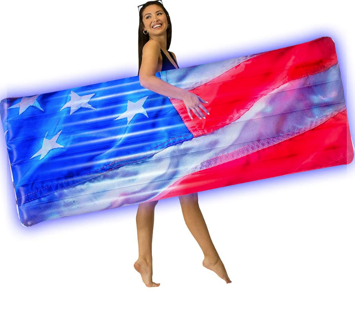 PoolCandy Stars & Stripes Illuminated Deluxe 74" x 30" Pool Raft
