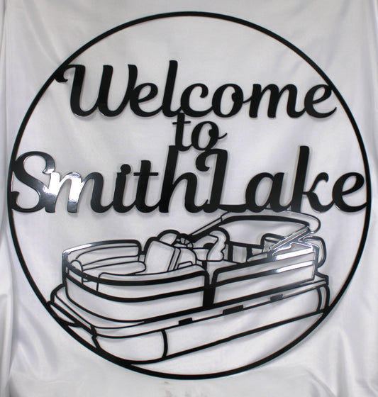 Welcome to Smith Lake Pontoon Boat 34" Wall Art