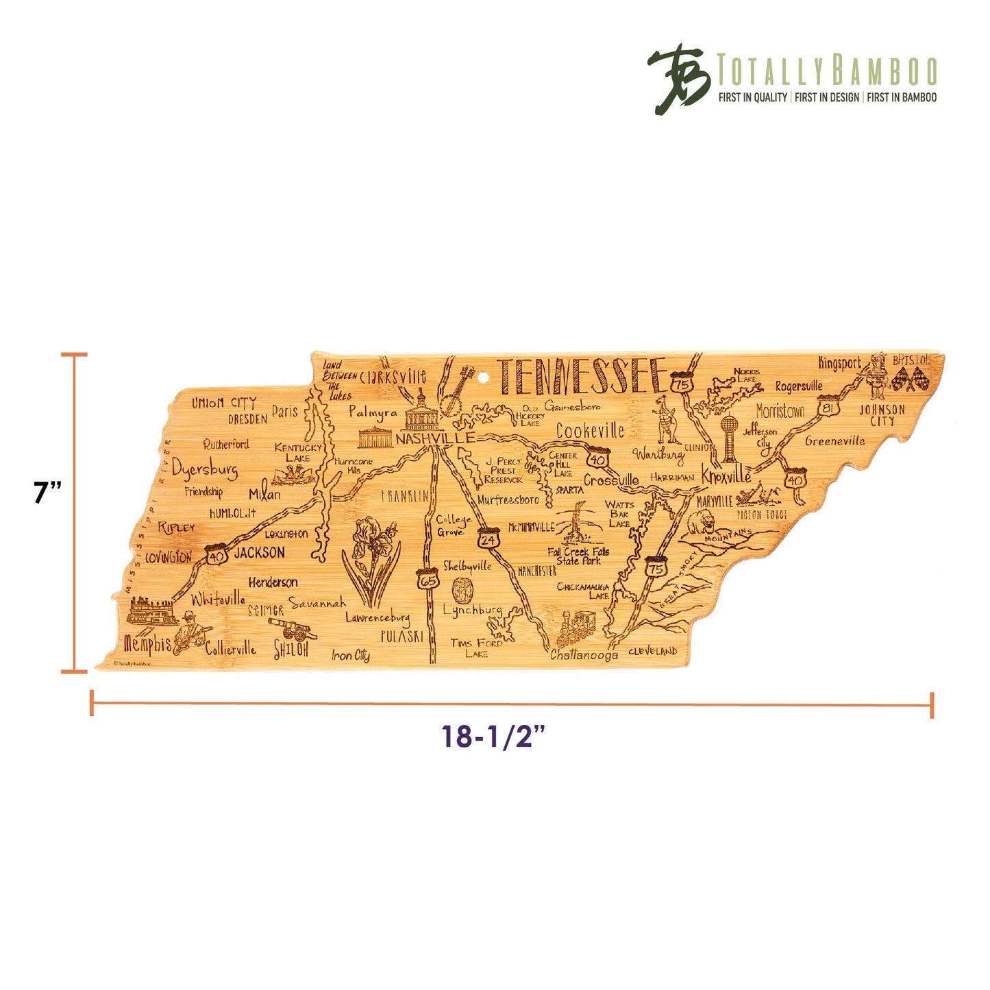 Destination Tennessee State-Shaped Serving & Cutting Board