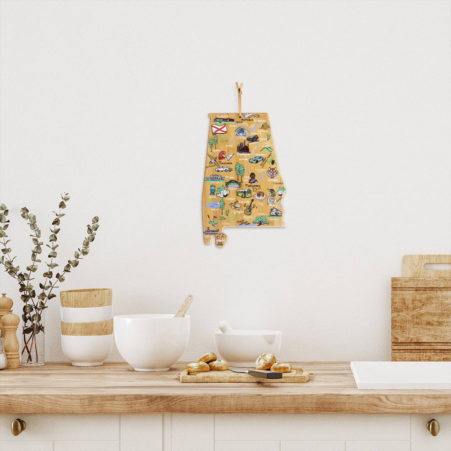 Alabama Cutting Board with Artwork by Fish Kiss™