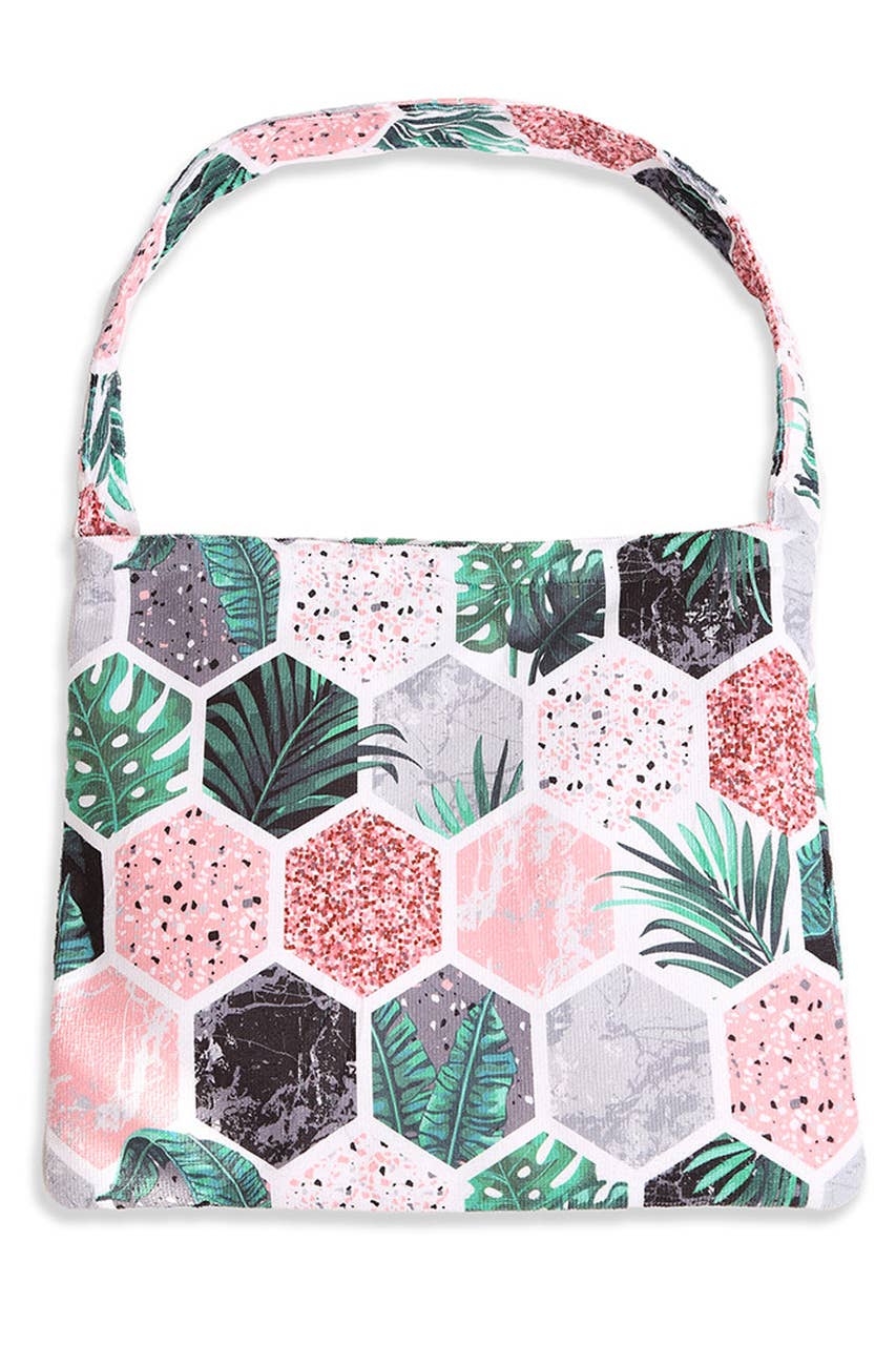 Leaves And Tile Print Beach Towel Bag 6