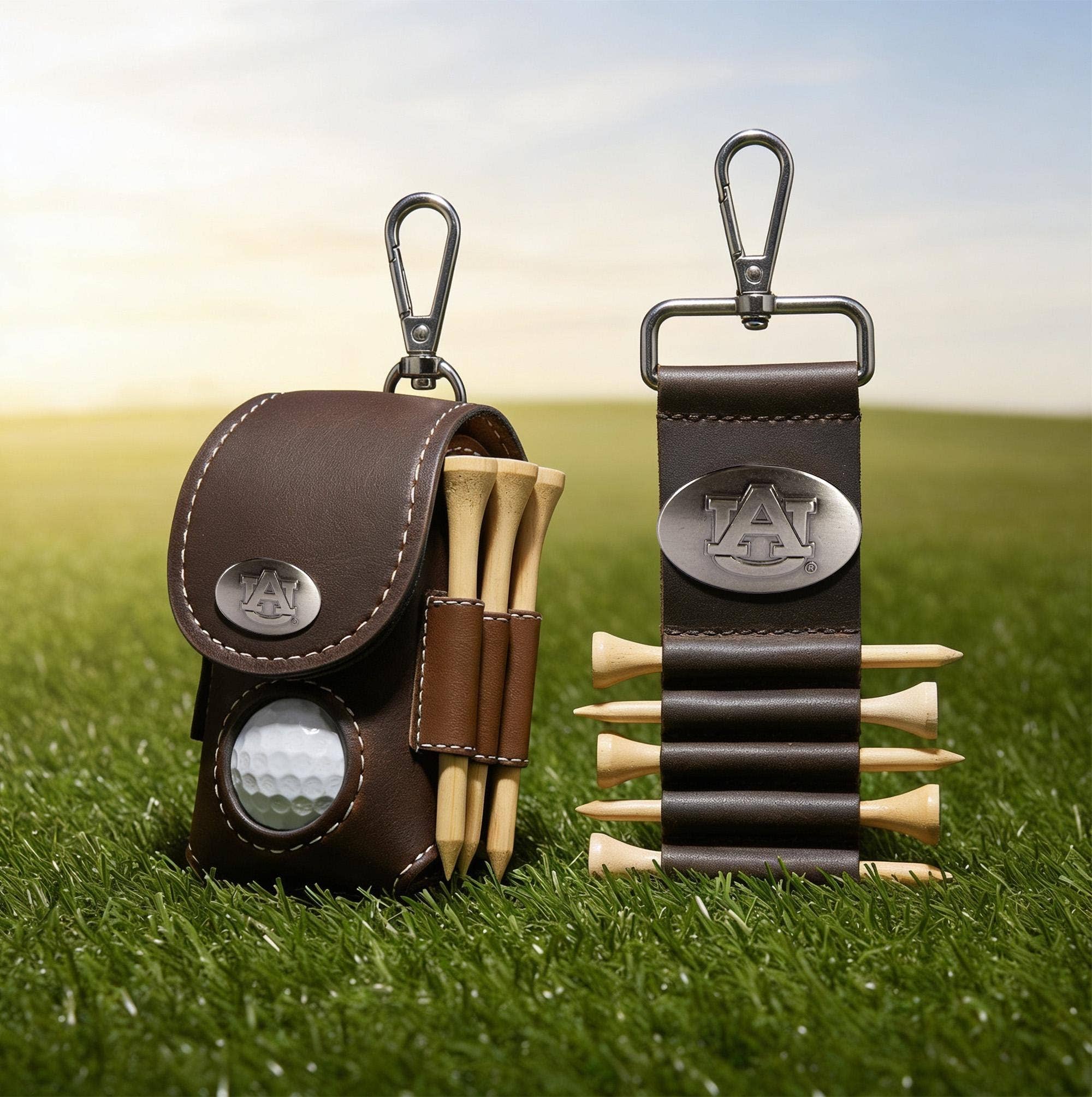 Auburn Tigers Leather Golf Ball and Tee Holder 1